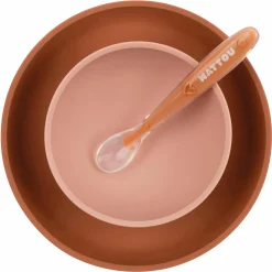 4-tlg. Esslern-Set Silikon - Geschirr + Lätzchen - Pink