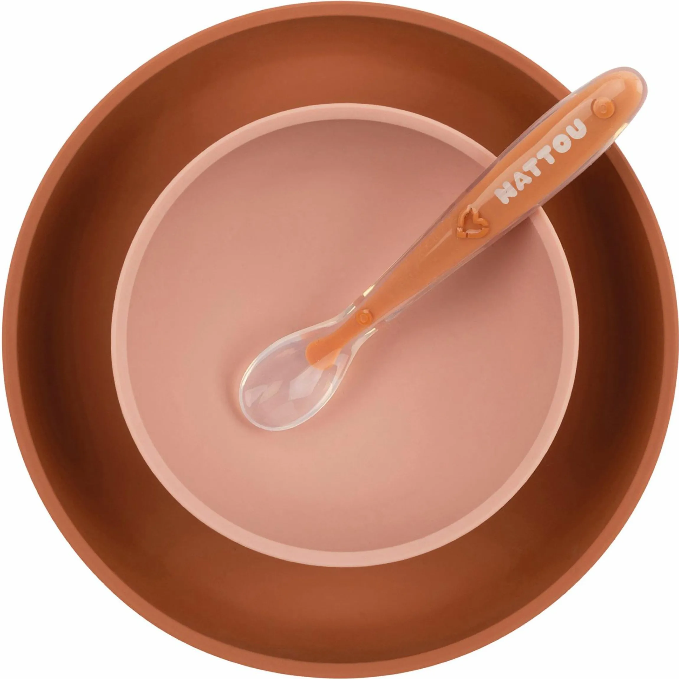4-tlg. Esslern-Set Silikon - Geschirr + Lätzchen - Pink