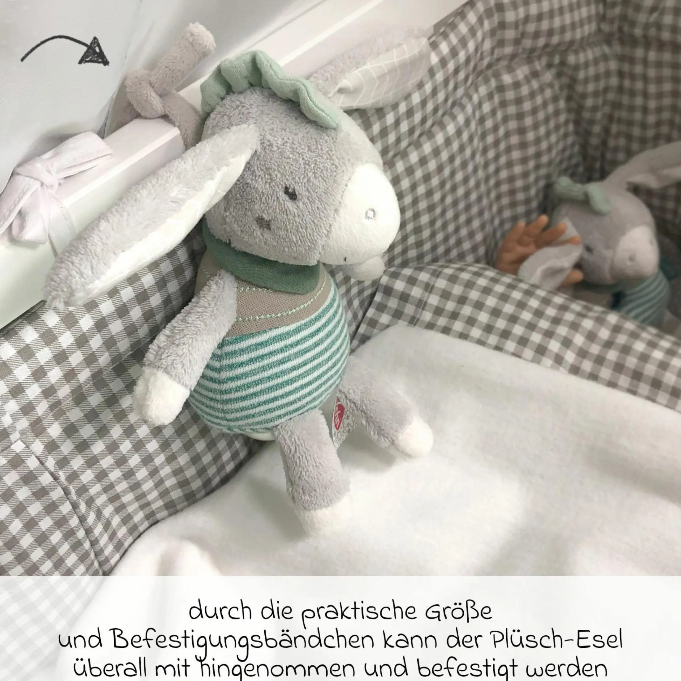 3-tlg. Geschenk-Set zur Geburt Eselchen Exklusiv - Spieluhr + Schmusetuch + Greifling