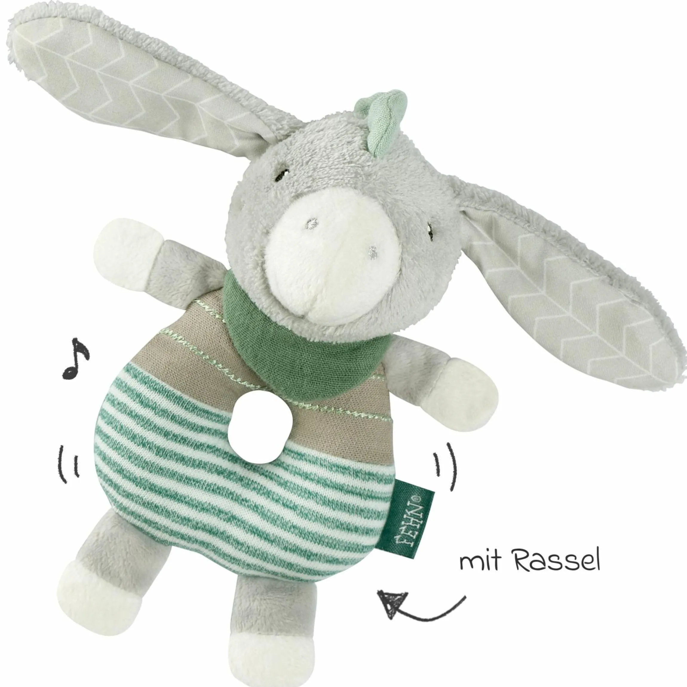 3-tlg. Geschenk-Set zur Geburt Eselchen Exklusiv - Spieluhr + Schmusetuch + Greifling