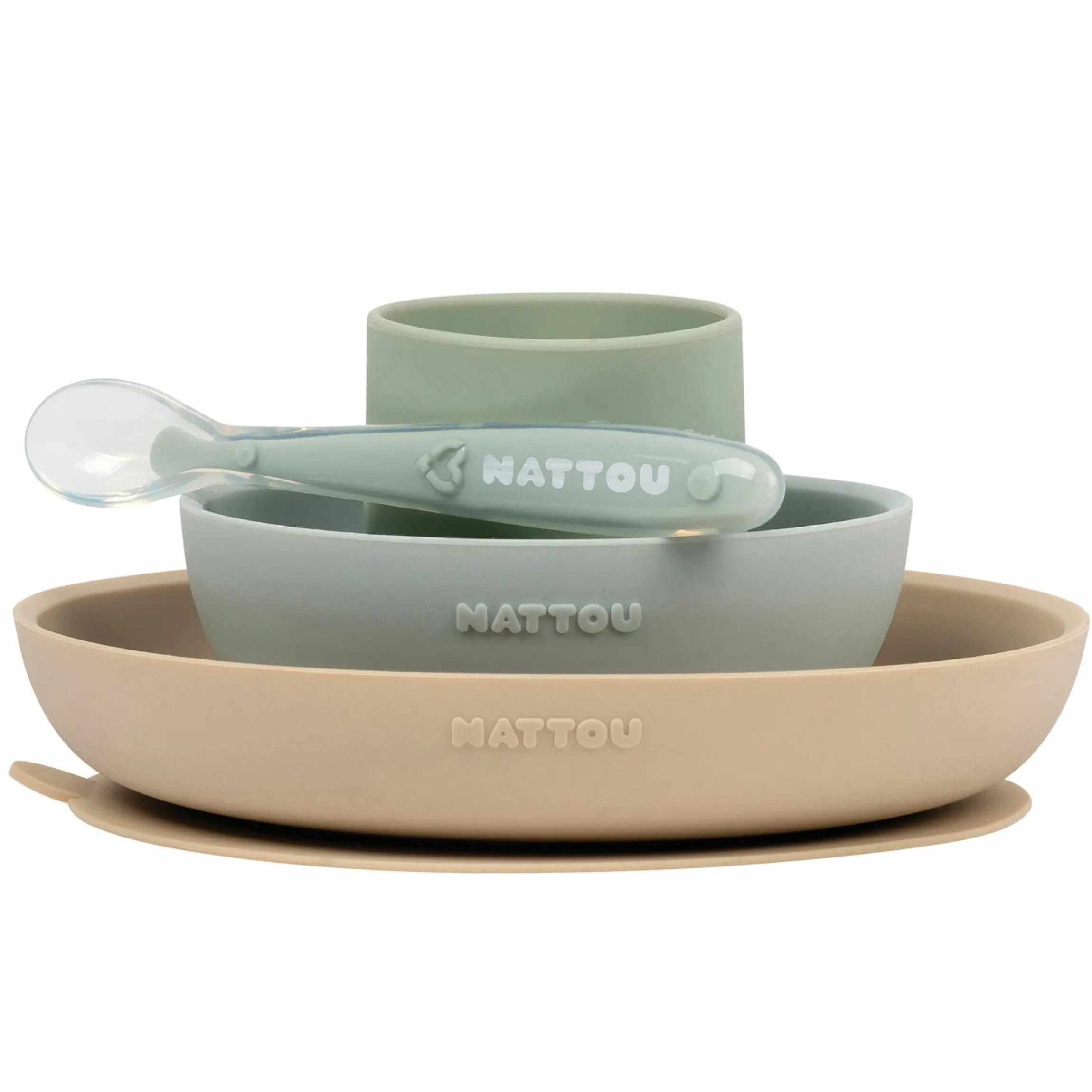 4-tlg. Geschirr Set Silikon - Sand Green