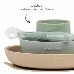 4-tlg. Geschirr Set Silikon - Sand Green