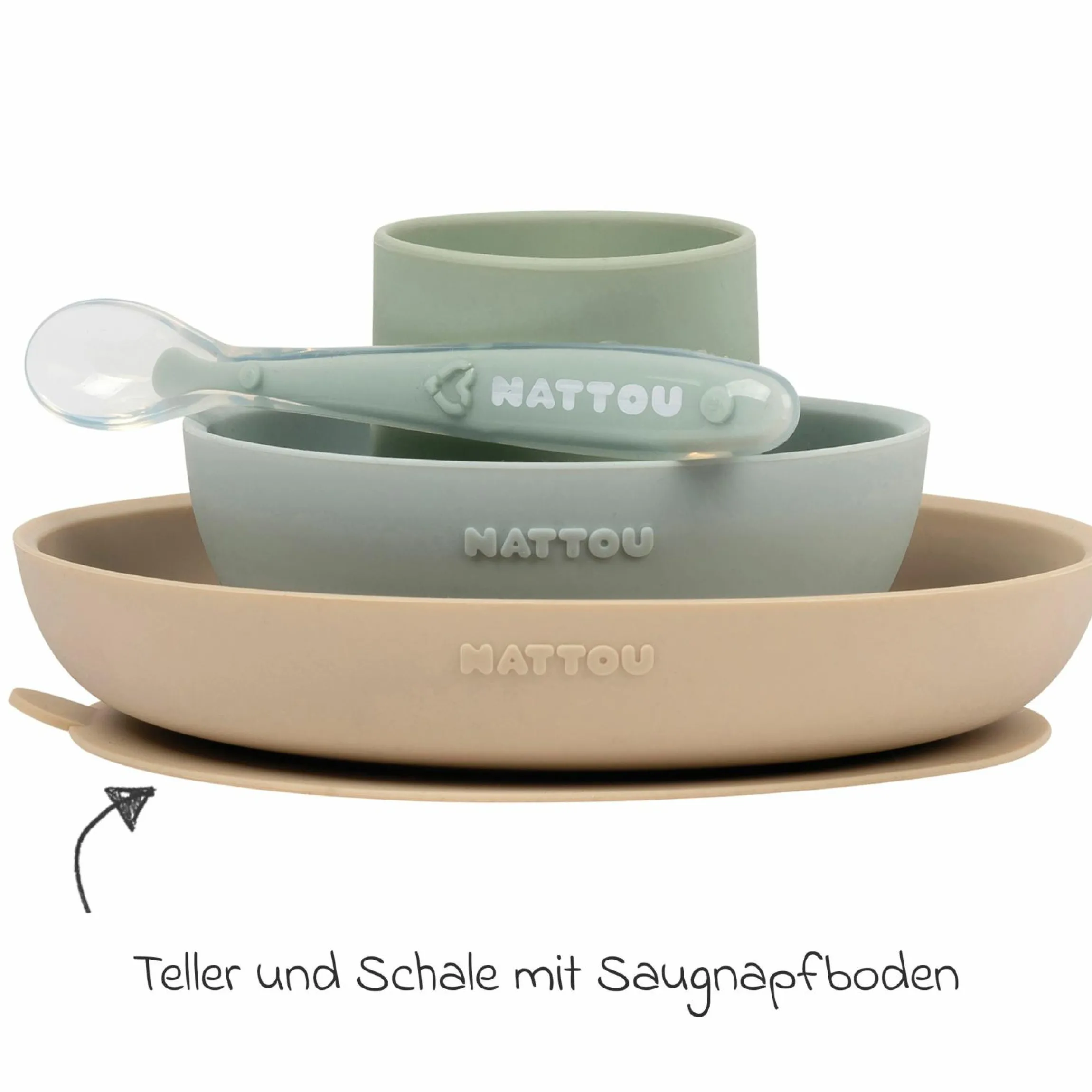 4-tlg. Geschirr Set Silikon - Sand Green