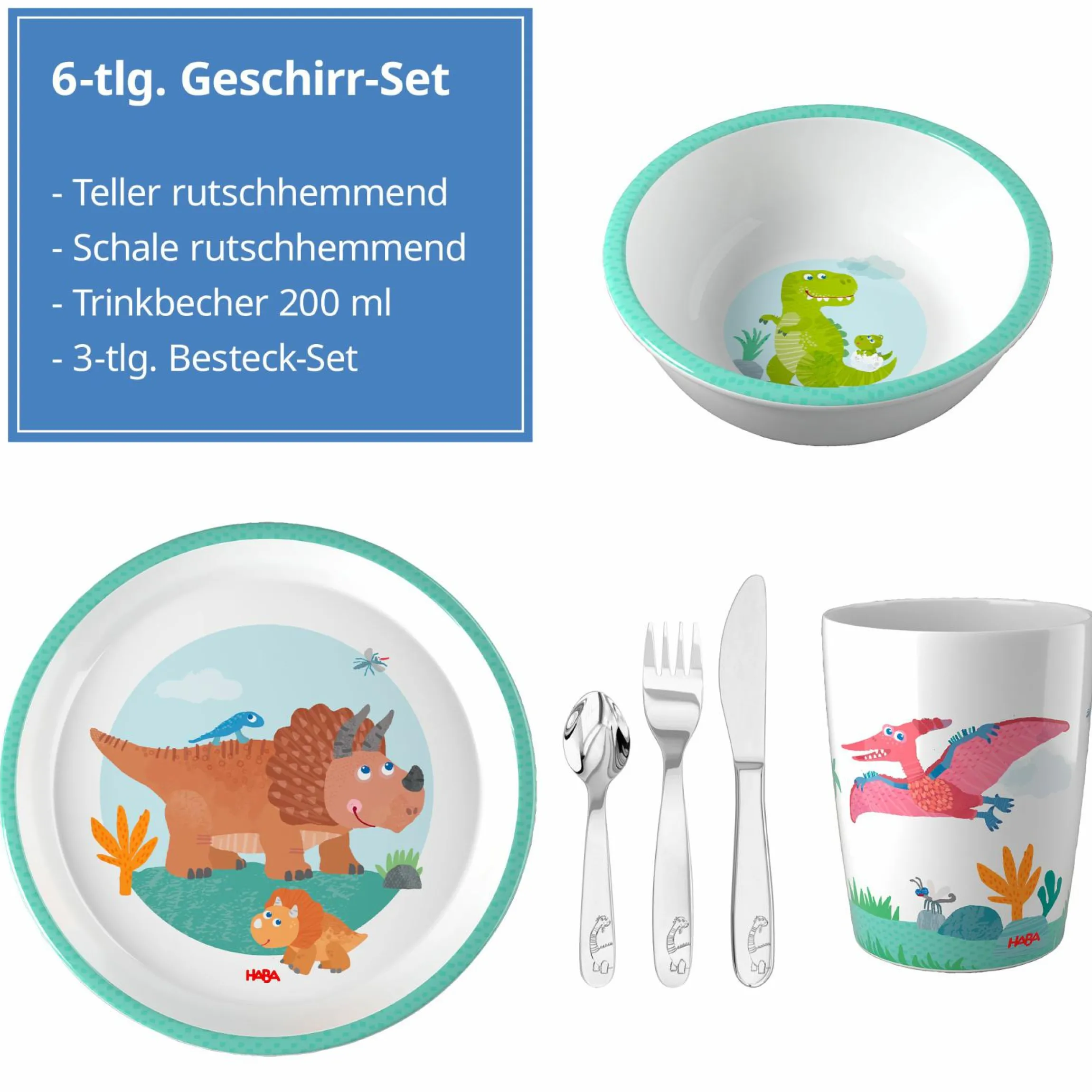 6-tlg. Geschirr-Set - Dino