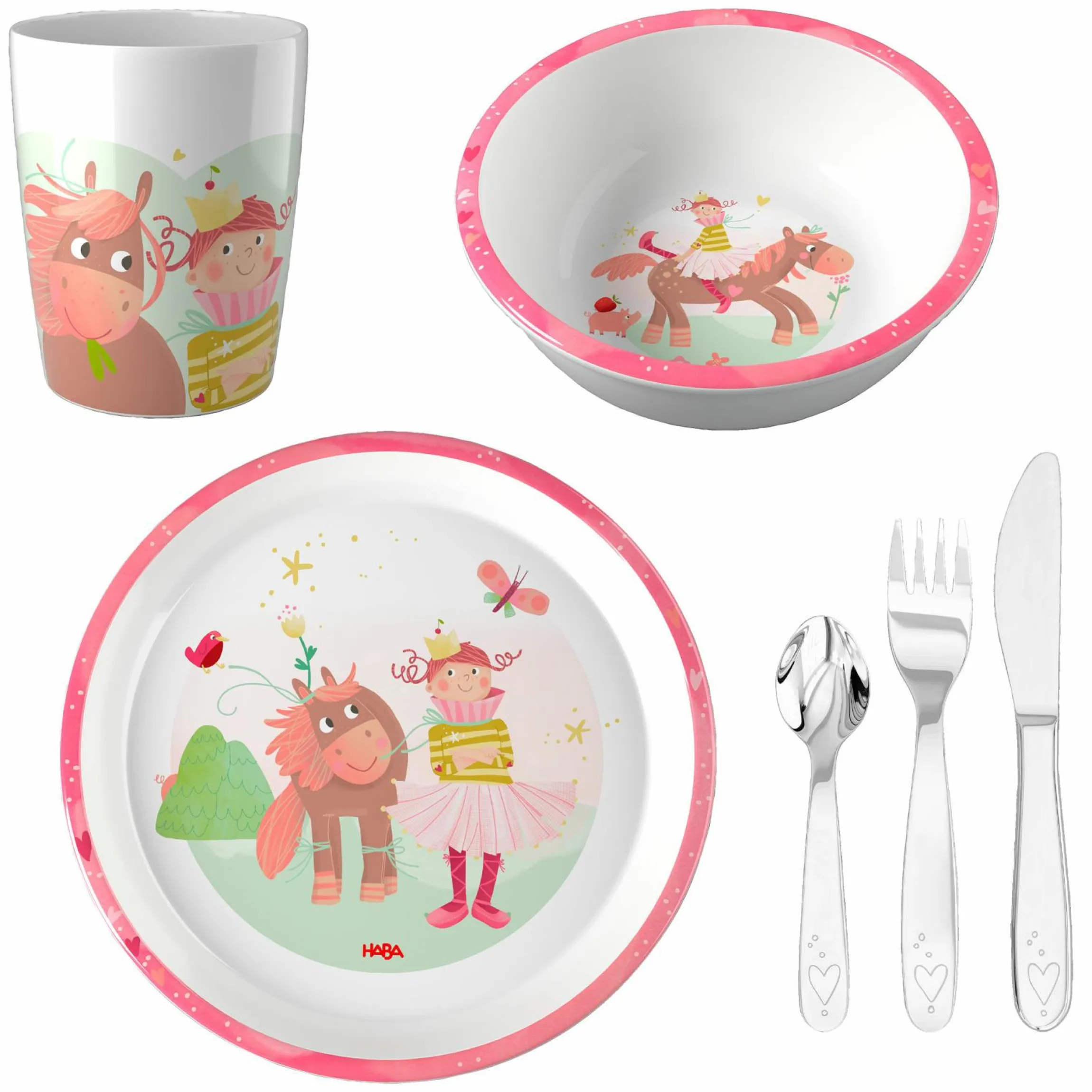 6-tlg. Geschirr-Set - Prinzessin & Pferd