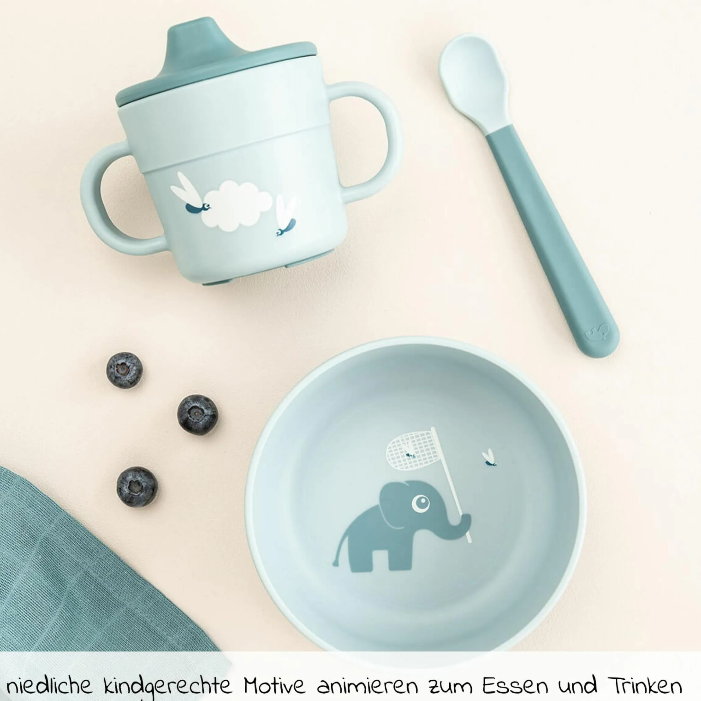 3-tlg. Geschirr-Set Foodie - Elphee - Blau