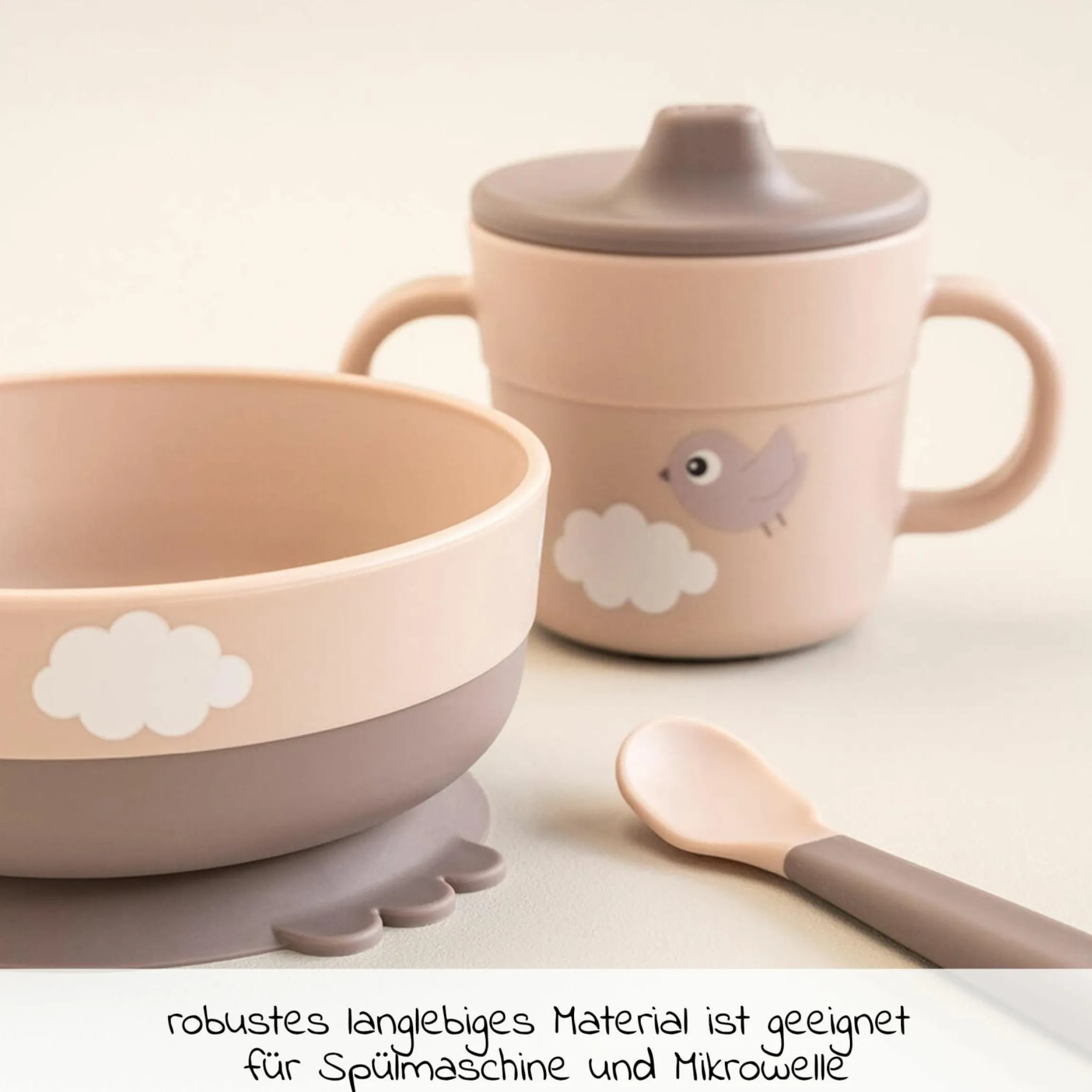 3-tlg. Geschirr-Set Foodie - Happy Clouds - Powder