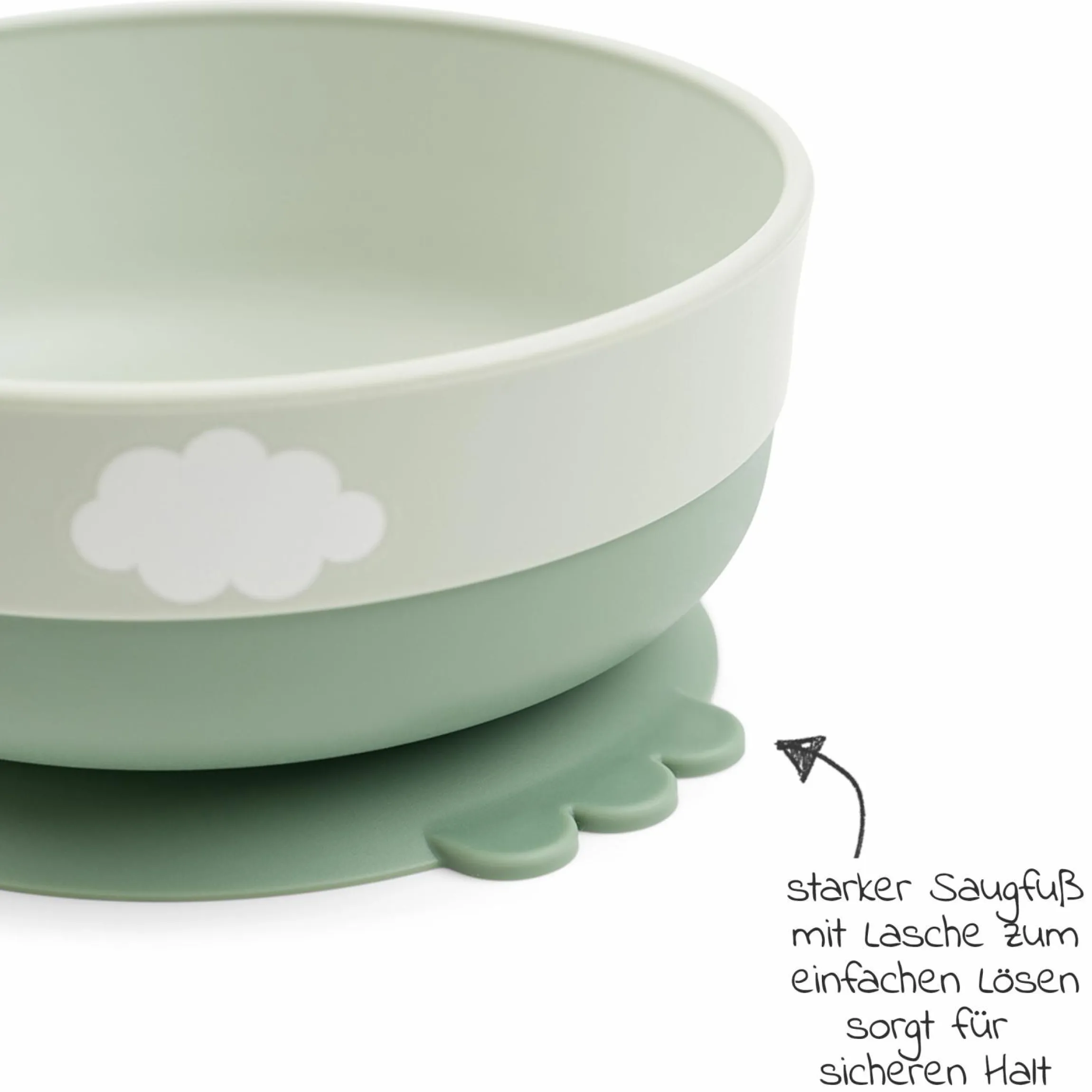 3-tlg. Geschirr-Set Foodie - Happy Clouds - Grün