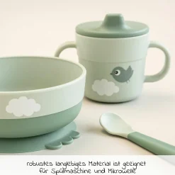3-tlg. Geschirr-Set Foodie - Happy Clouds - Grün