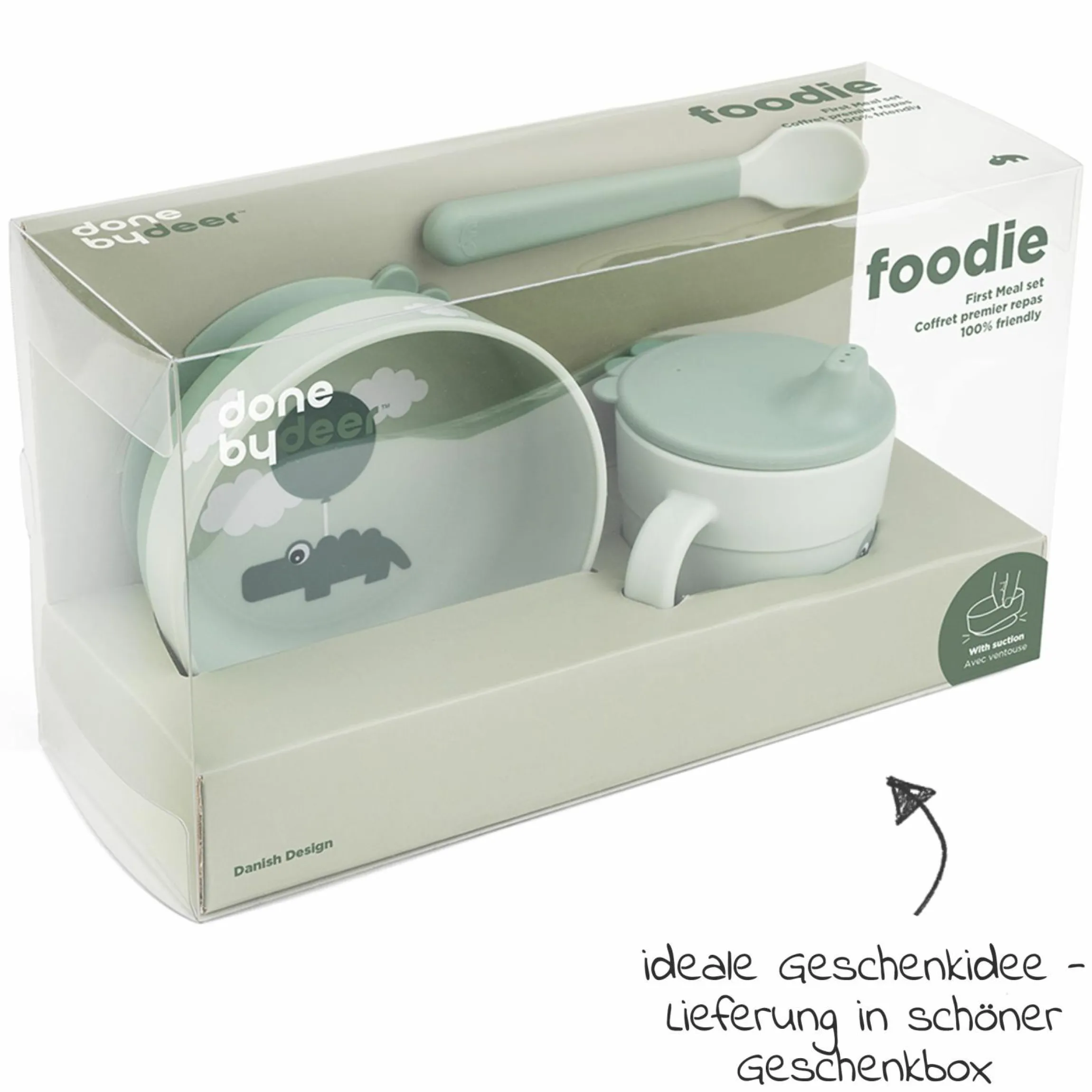3-tlg. Geschirr-Set Foodie - Happy Clouds - Grün
