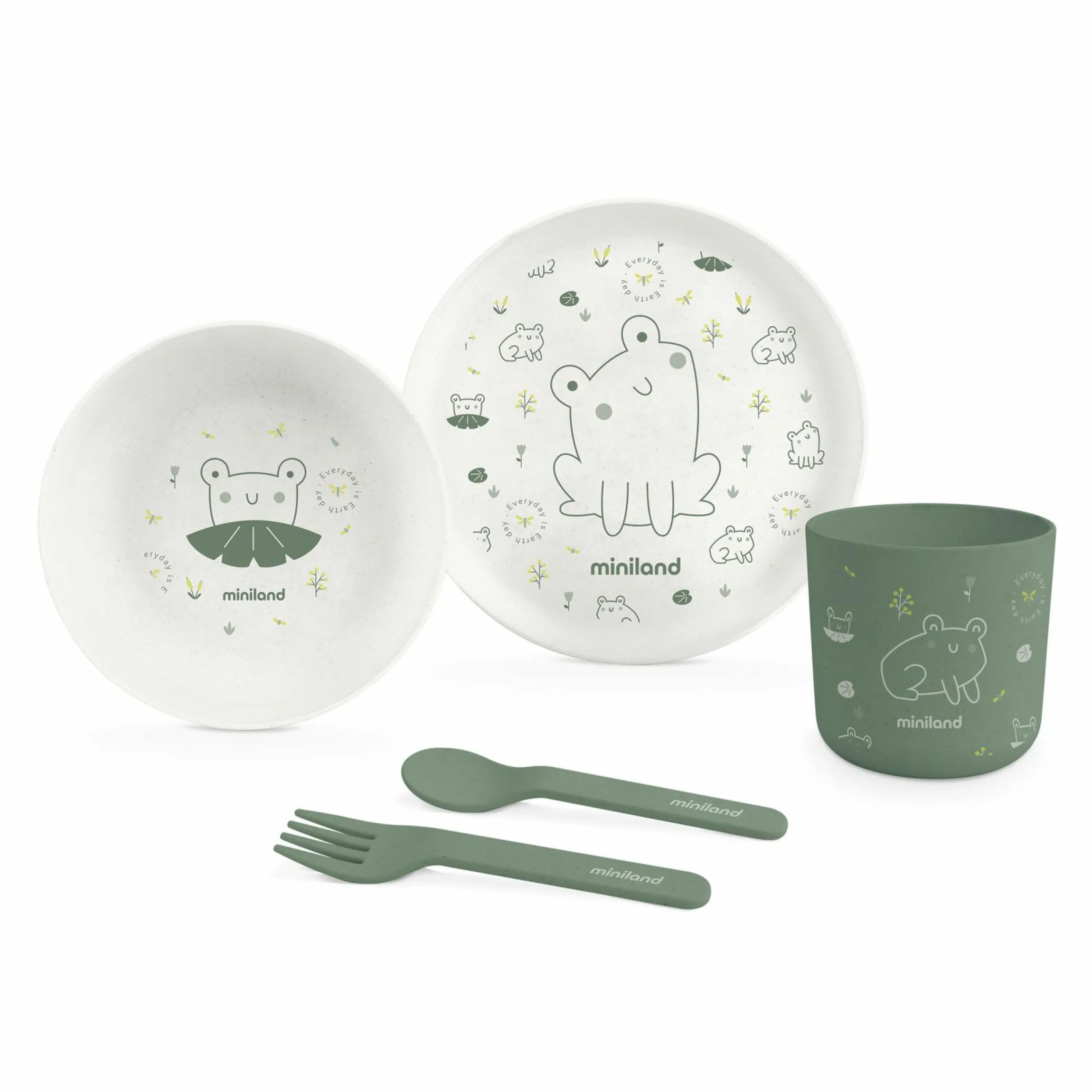 5-tlg. Geschirrset naturmeal - eco friendly - Frog