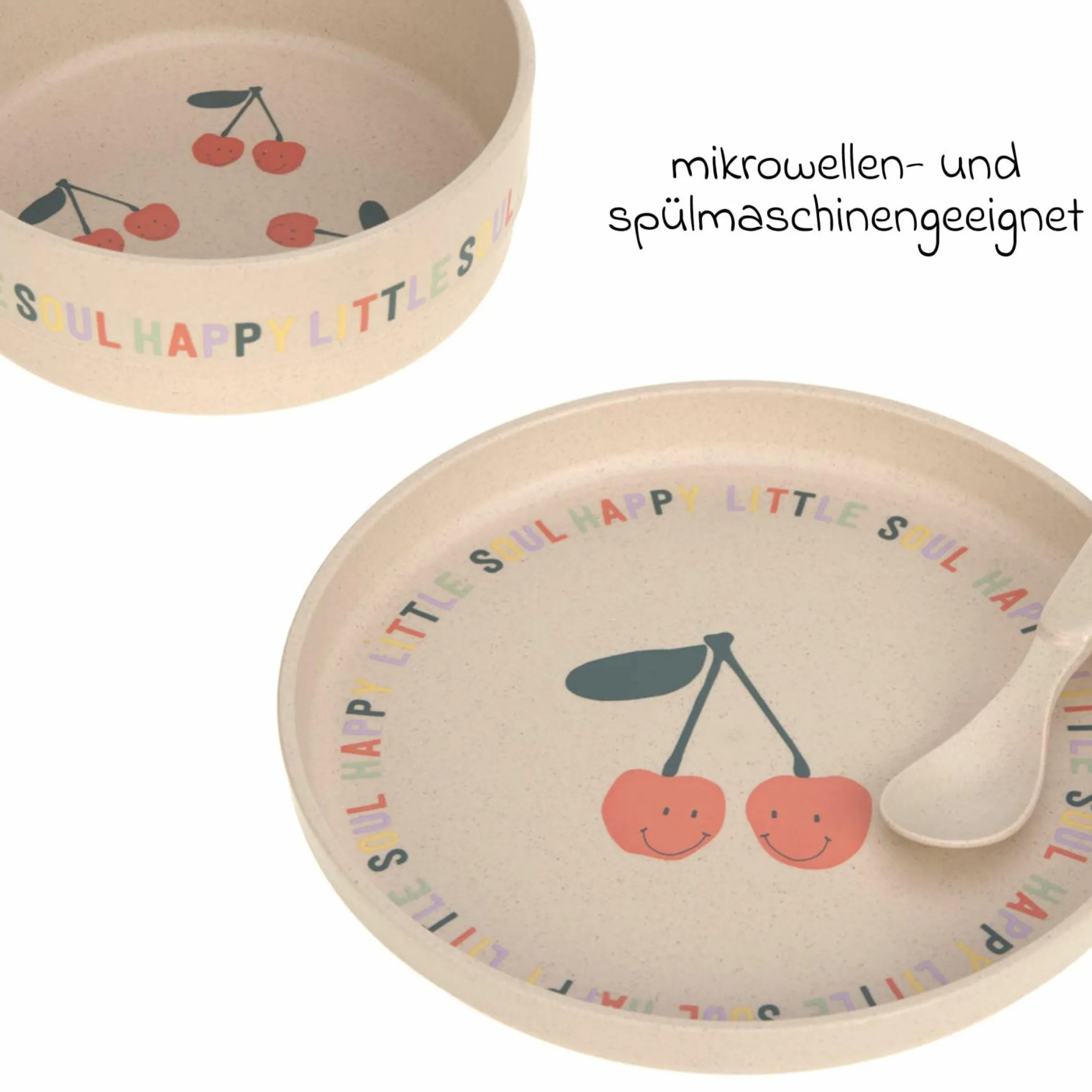 4-tlg. Geschirr-Set rutschfest - Happy Fruits - Cherry