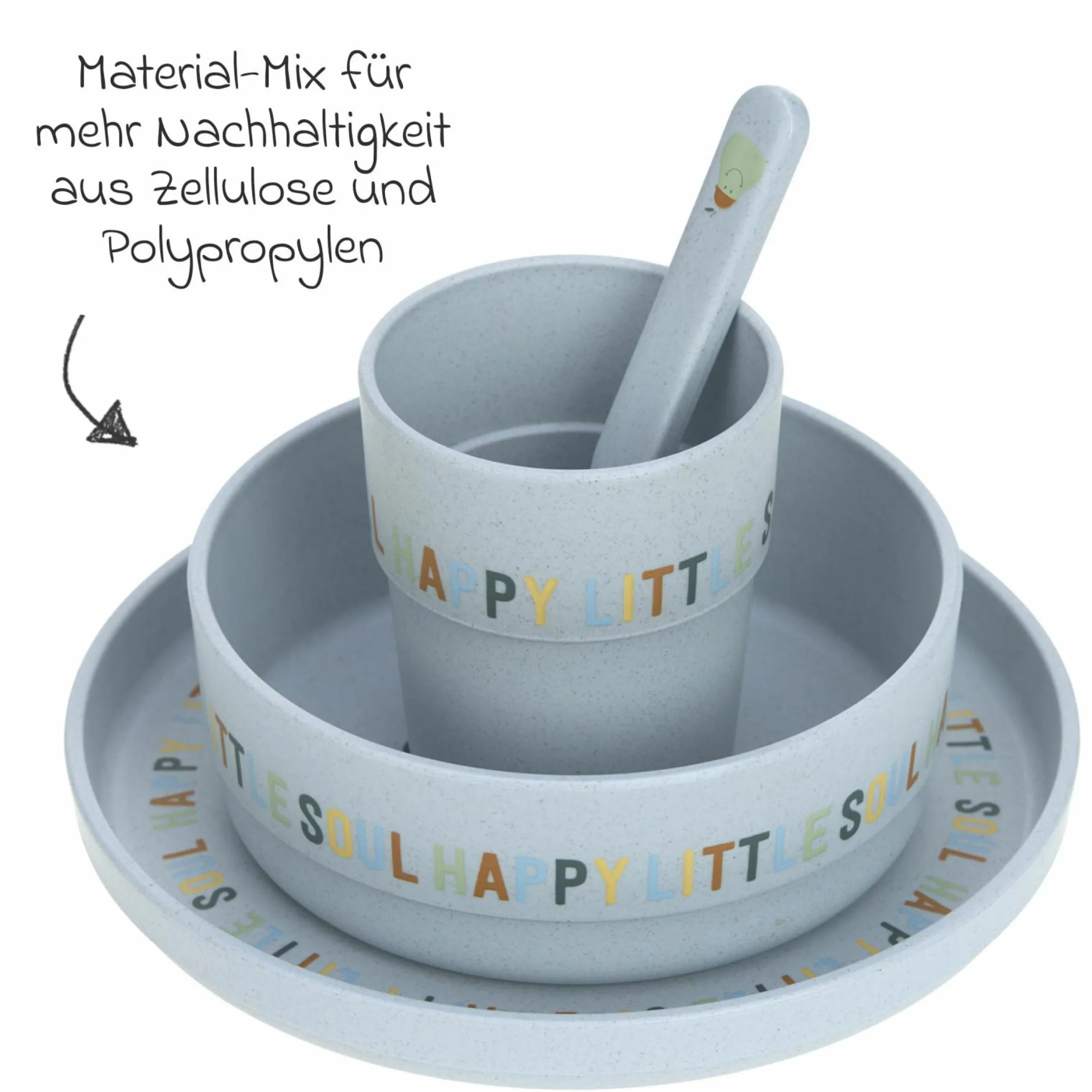 4-tlg. Geschirr-Set rutschfest - Happy Fruits - Lemon