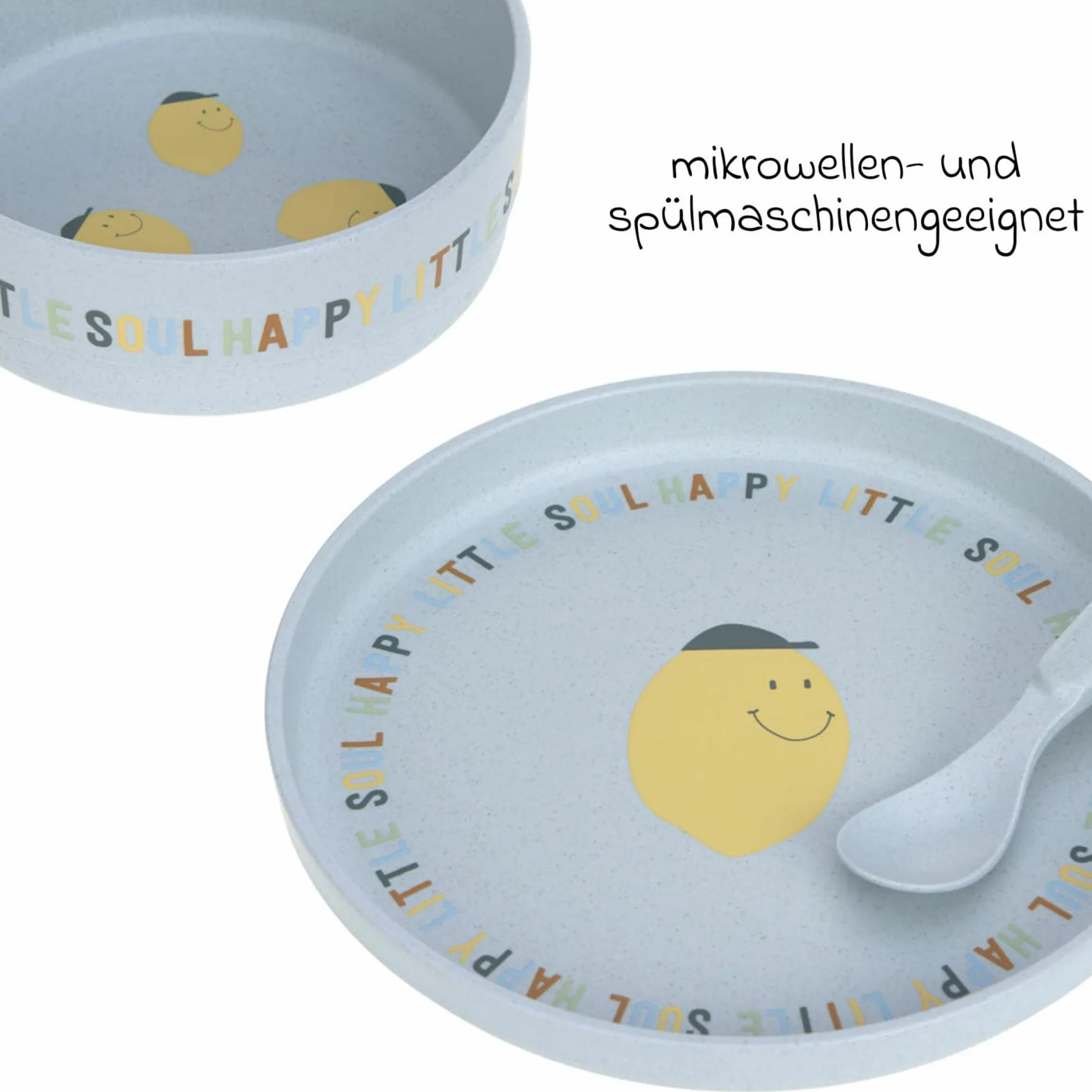 4-tlg. Geschirr-Set rutschfest - Happy Fruits - Lemon
