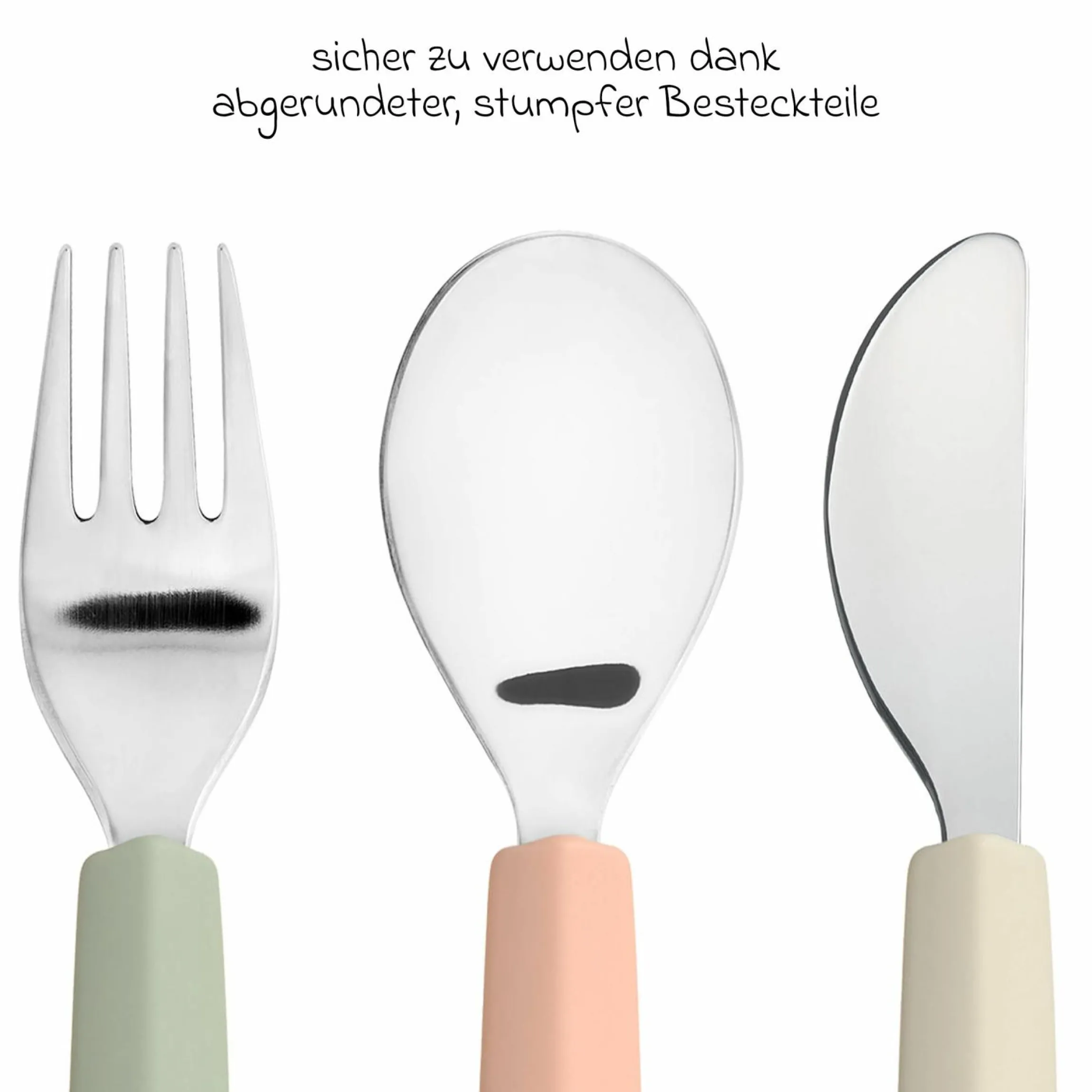 6-tlg. Geschirr-Set Silikon - Besteck + Schale + Teller + Lätzchen - Happy Fruits - Cherry