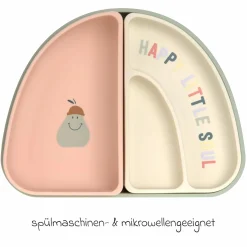 7-tlg. Geschirr-Set Silikon - Trennschalen + Besteck + Lätzchen - Happy Fruits - Cherry