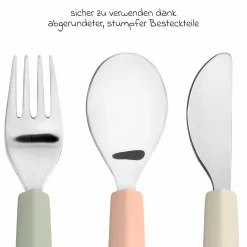 7-tlg. Geschirr-Set Silikon - Trennschalen + Besteck + Lätzchen - Happy Fruits - Cherry