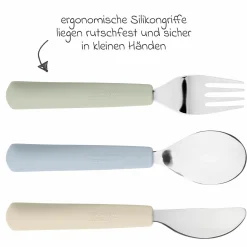 6-tlg. Geschirr-Set Silikon - Besteck + Schale + Teller + Lätzchen - Happy Fruits - Lemon