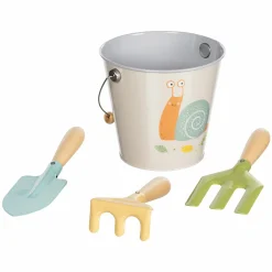 4-tlg. Gärtner-Set inkl. Eimer, Spaten, Harke & Grabegabel - Schnecke