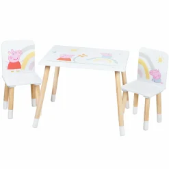 3-tlg. Kindersitzgruppe inkl. 1 Tisch und 2 Stühle - Peppa Pig - Weiß