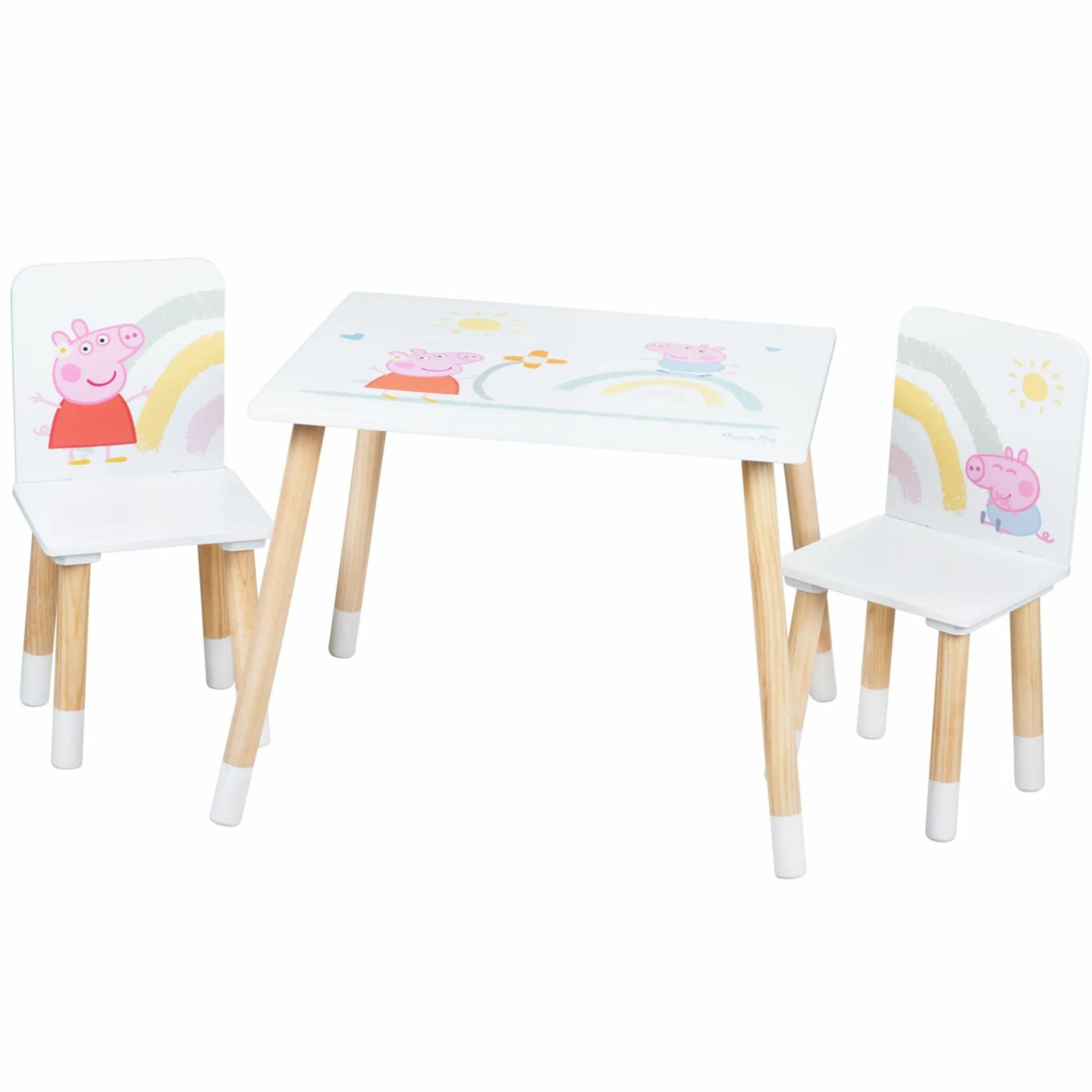 3-tlg. Kindersitzgruppe inkl. 1 Tisch und 2 Stühle - Peppa Pig - Weiß