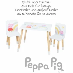 3-tlg. Kindersitzgruppe inkl. 1 Tisch und 2 Stühle - Peppa Pig - Weiß