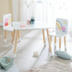 3-tlg. Kindersitzgruppe inkl. 1 Tisch und 2 Stühle - Peppa Pig - Weiß