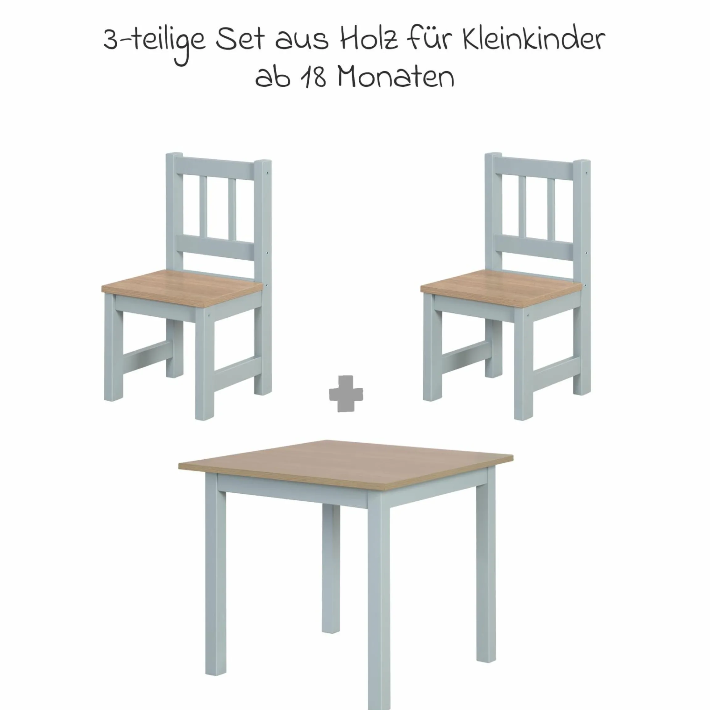 3-tlg. Kindersitzgruppe inkl. 1 Tisch & 2 Stühle - Woody - Natur Taupe