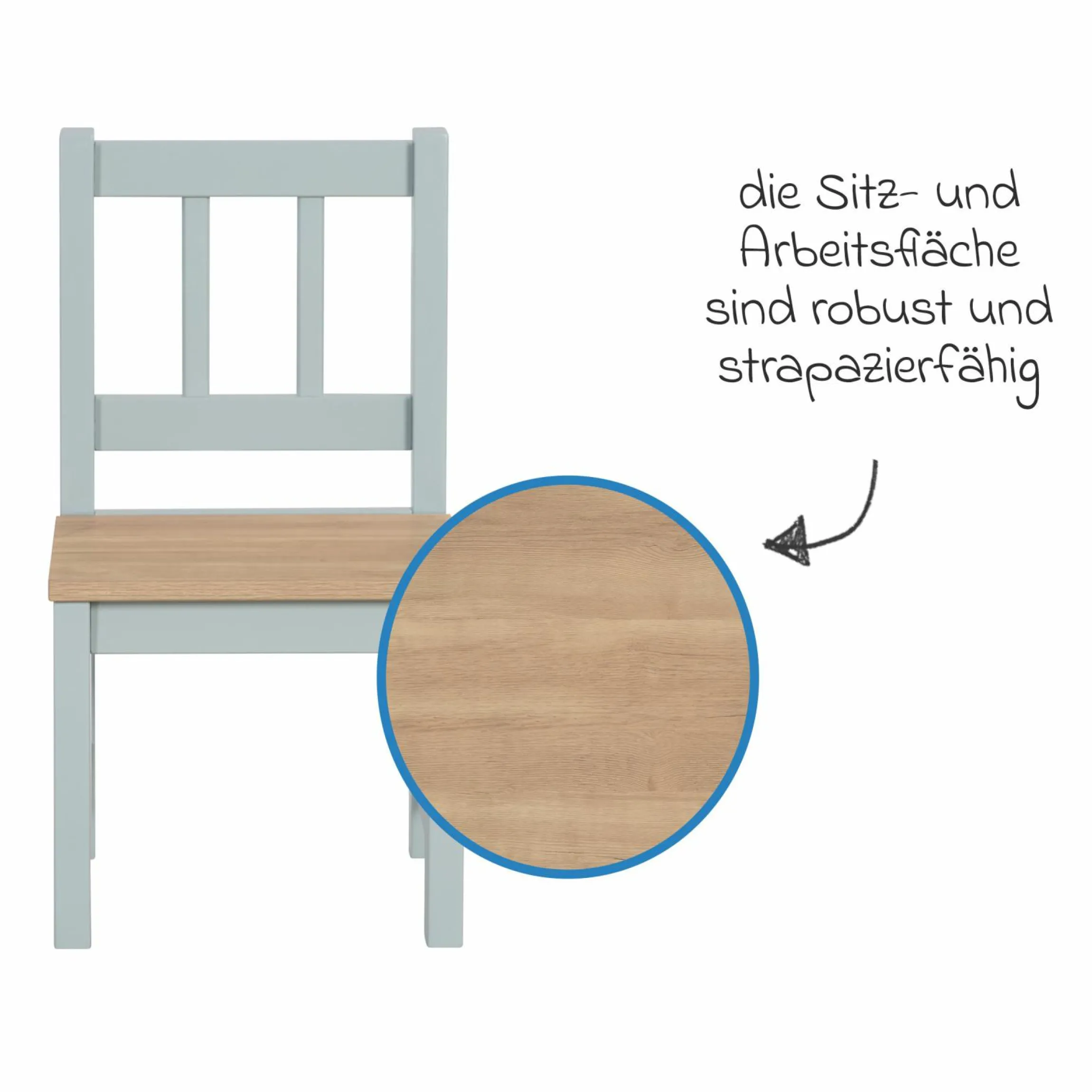 3-tlg. Kindersitzgruppe inkl. 1 Tisch & 2 Stühle - Woody - Natur Taupe