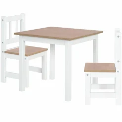 3-tlg. Kindersitzgruppe inkl. 1 Tisch & 2 Stühle - Woody - Natur Weiß