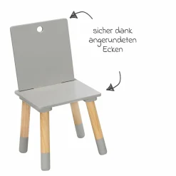 3-tlg. Kindersitzgruppe inkl. 1 Tisch mit Aufbewahrungsnetz & 2 Stühle - Grau