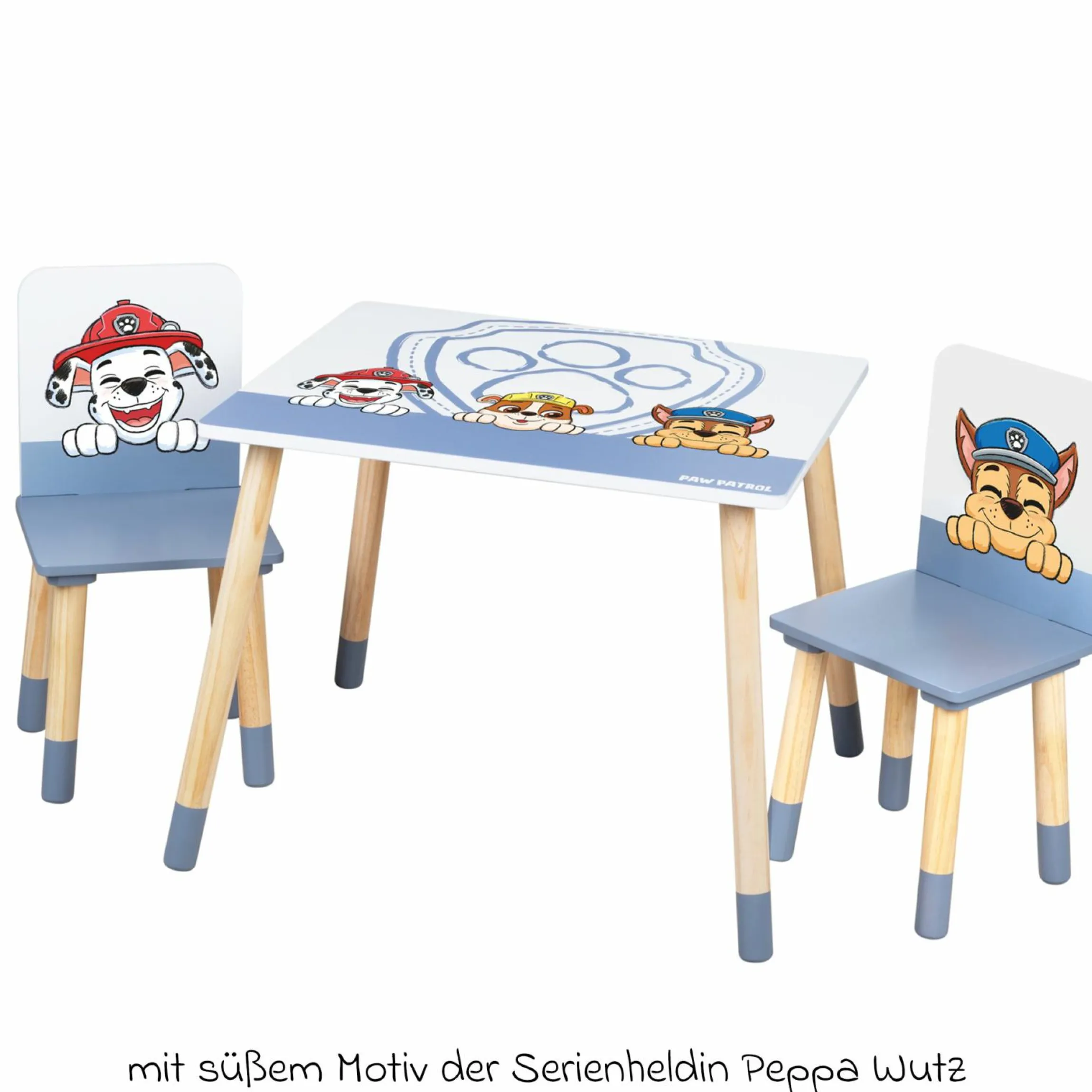 3-tlg. Kindersitzgruppe inkl. 1 Tisch und 2 Stühle - Paw Patrol - Weiß Blau