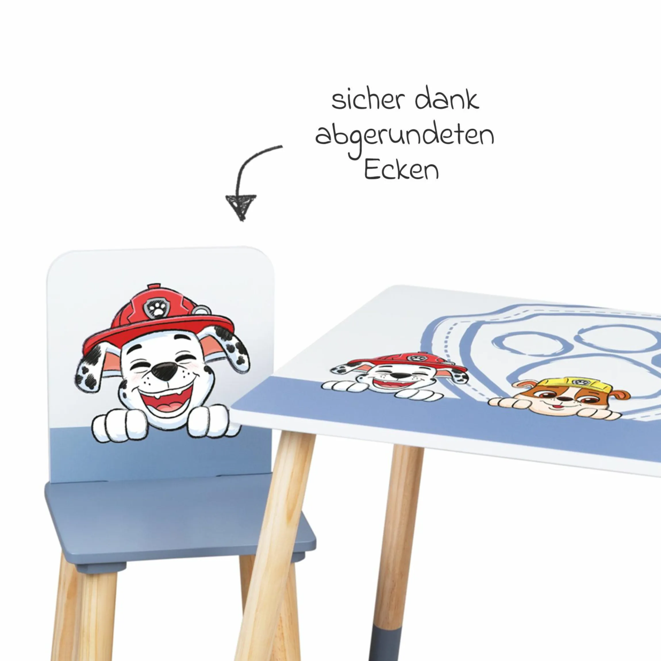 3-tlg. Kindersitzgruppe inkl. 1 Tisch und 2 Stühle - Paw Patrol - Weiß Blau
