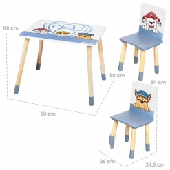 3-tlg. Kindersitzgruppe inkl. 1 Tisch und 2 Stühle - Paw Patrol - Weiß Blau