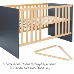 3-tlg Kinderzimmer-Set Alessio mit 3-türigem Schrank, Bett, Wickelkommode mit Wickelaufsatz - Artisan-Oak / Anthrazit - Kollektion 2024