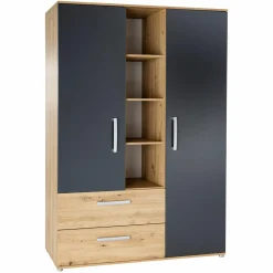 3-tlg Kinderzimmer-Set Alessio mit 3-türigem Schrank, Bett, Wickelkommode mit Wickelaufsatz - Artisan-Oak / Anthrazit - Kollektion 2024