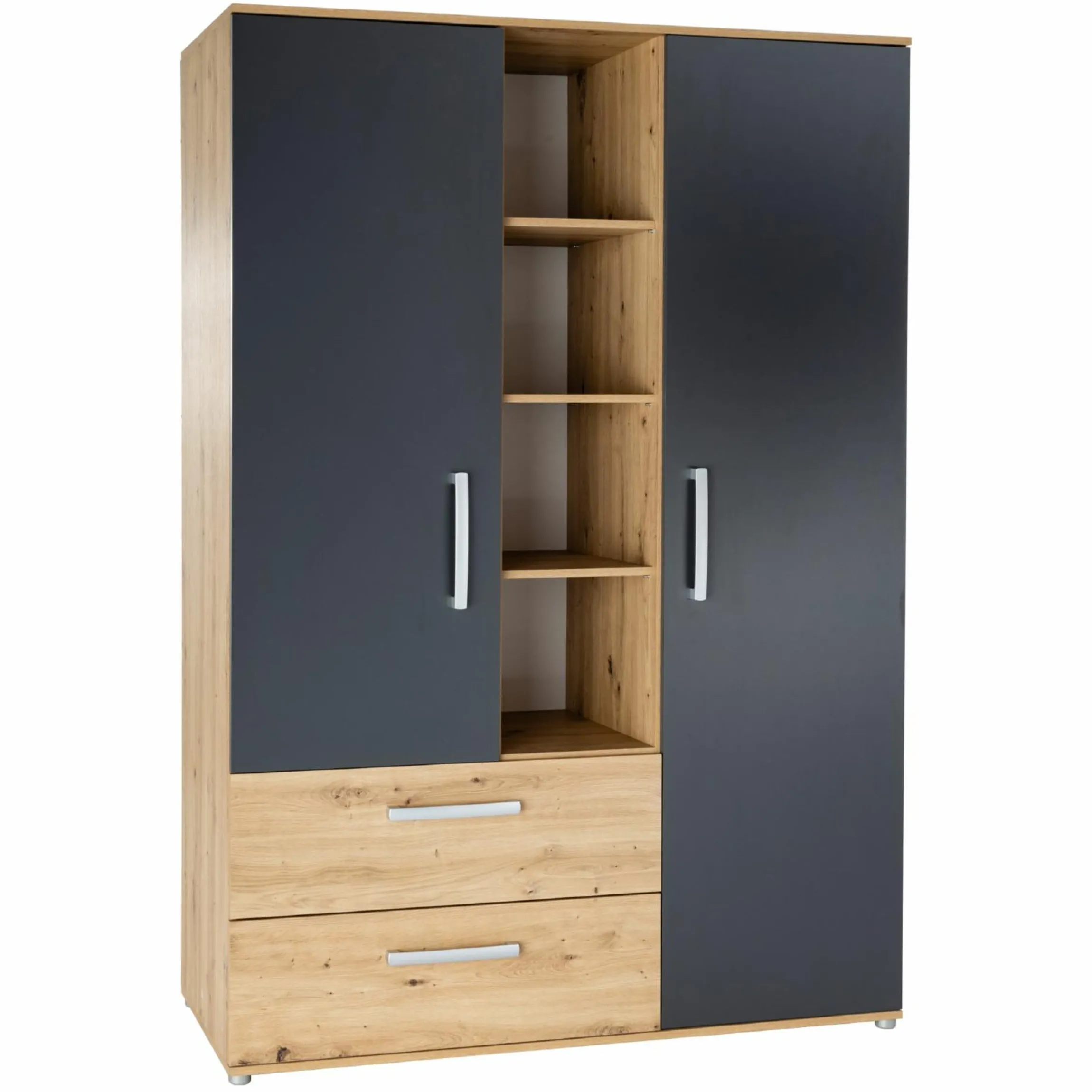 3-tlg Kinderzimmer-Set Alessio mit 3-türigem Schrank, Bett, Wickelkommode mit Wickelaufsatz - Artisan-Oak / Anthrazit - Kollektion 2024