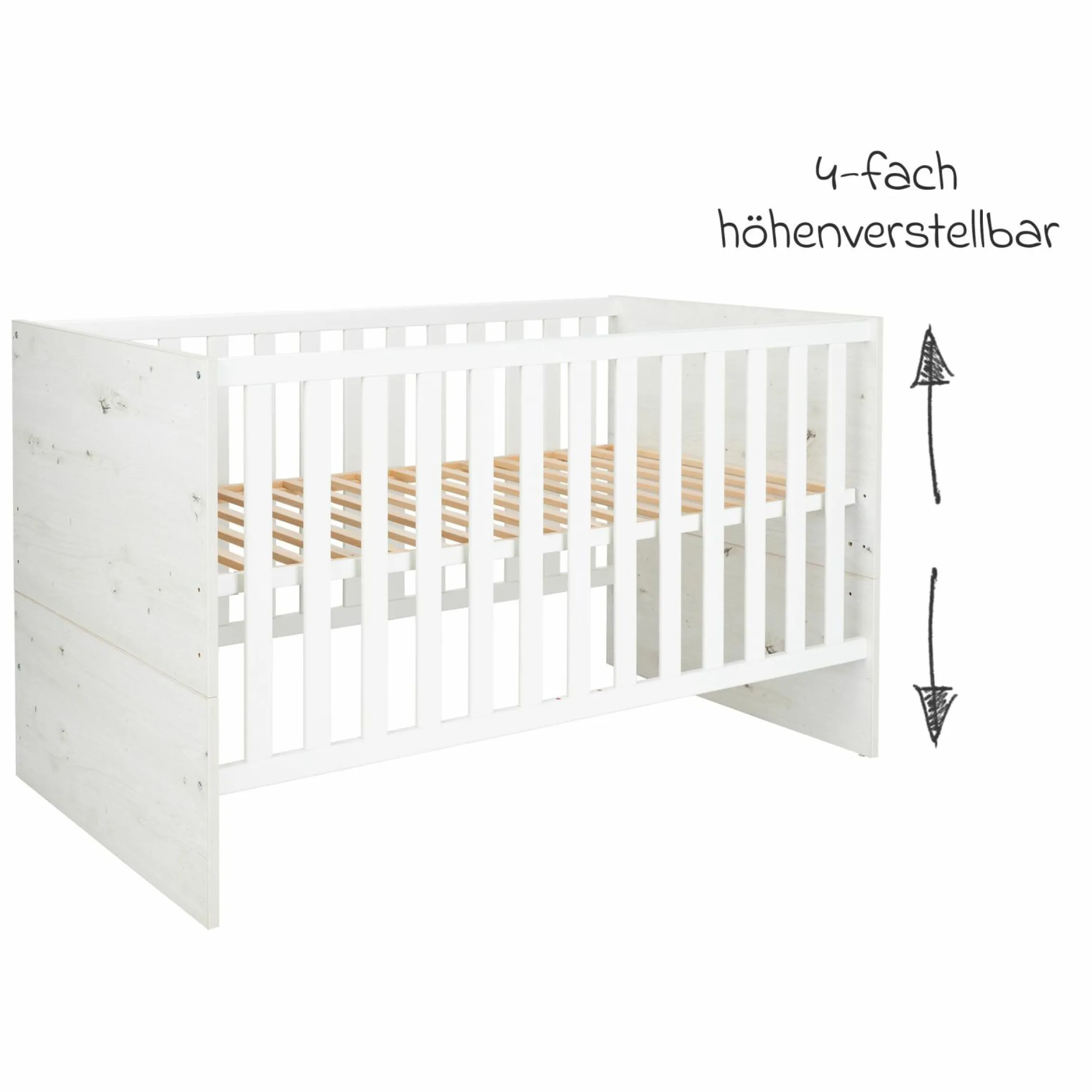 3-tlg Kinderzimmer-Set Lavea mit 3-türigem Schrank, Bett, Wickelkommode mit Wickelaufsatz - White-Oak / Schwarz - Kollektion 2024