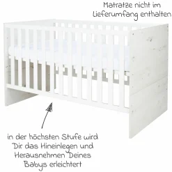 3-tlg Kinderzimmer-Set Lavea mit 3-türigem Schrank, Bett, Wickelkommode mit Wickelaufsatz - White-Oak / Schwarz - Kollektion 2024