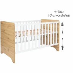 3-tlg Kinderzimmer-Set Marlon mit 3-türigem Schrank, Bett, Wickelkommode mit Wickelaufsatz - Artisan-Oak / Kreideweiß - Kollektion 2024