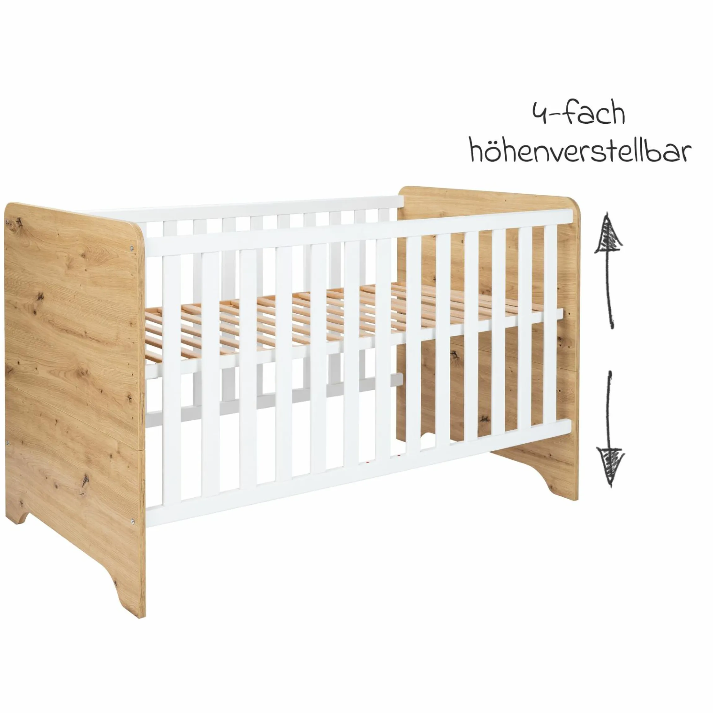 3-tlg Kinderzimmer-Set Marlon mit 3-türigem Schrank, Bett, Wickelkommode mit Wickelaufsatz - Artisan-Oak / Kreideweiß - Kollektion 2024