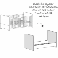3-tlg Kinderzimmer-Set Marlon mit 3-türigem Schrank, Bett, Wickelkommode mit Wickelaufsatz - Artisan-Oak / Kreideweiß - Kollektion 2024