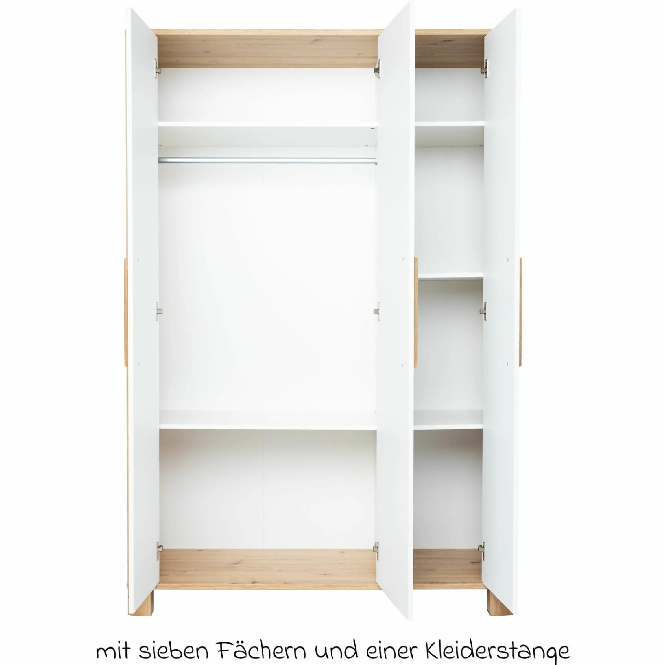 3-tlg Kinderzimmer-Set Marlon mit 3-türigem Schrank, Bett, Wickelkommode mit Wickelaufsatz - Artisan-Oak / Kreideweiß - Kollektion 2024