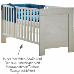 3-tlg Kinderzimmer-Set Til mit 3-türigem Schrank, Bett, extrabreite Wickelkommode mit Wickelaufsatz - Nordic Wood - Kollektion 2024