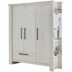 3-tlg Kinderzimmer-Set Til mit 3-türigem Schrank, Bett, extrabreite Wickelkommode mit Wickelaufsatz - Nordic Wood - Kollektion 2024