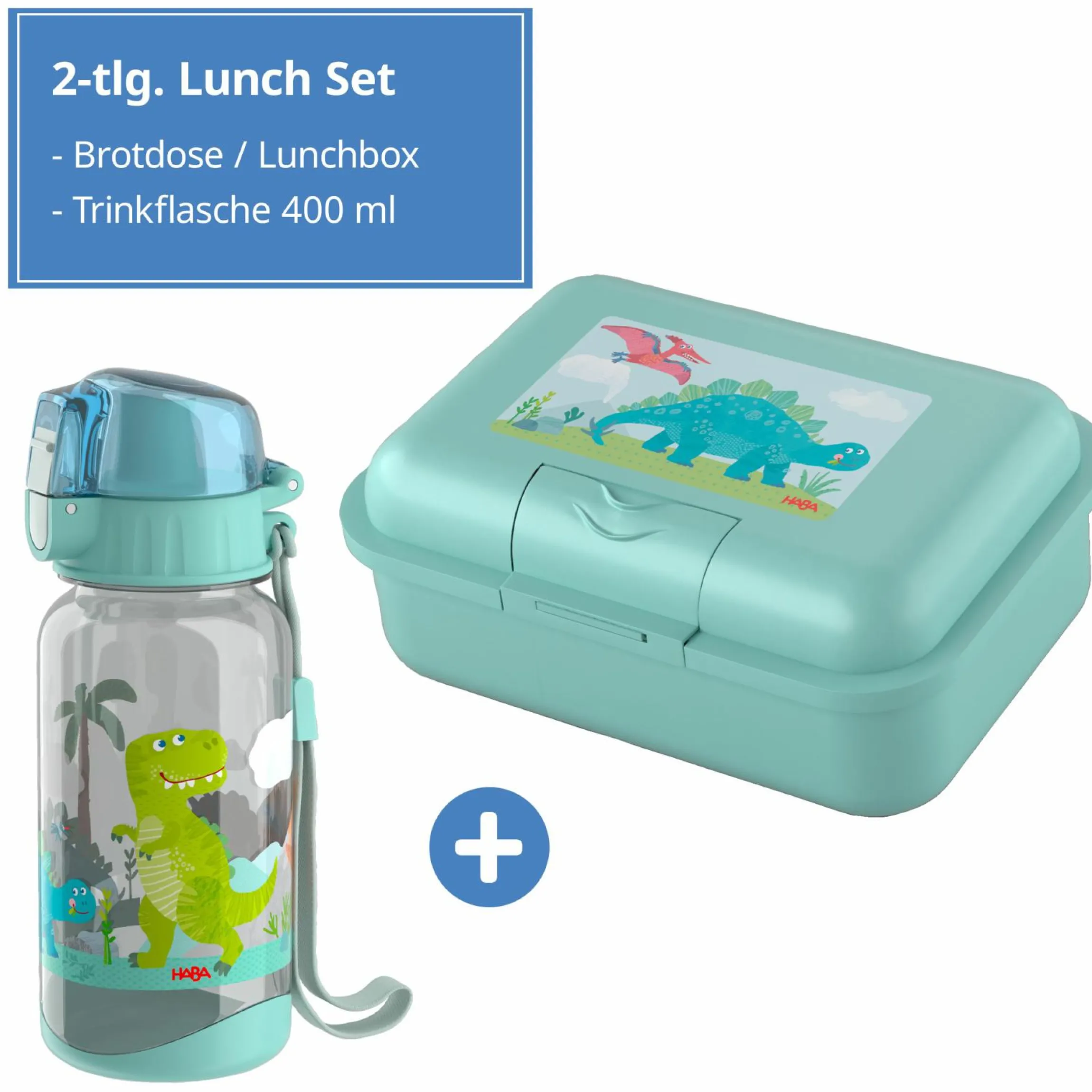 2-tlg, Lunch Set Brotdose & Trinkflasche - Dino
