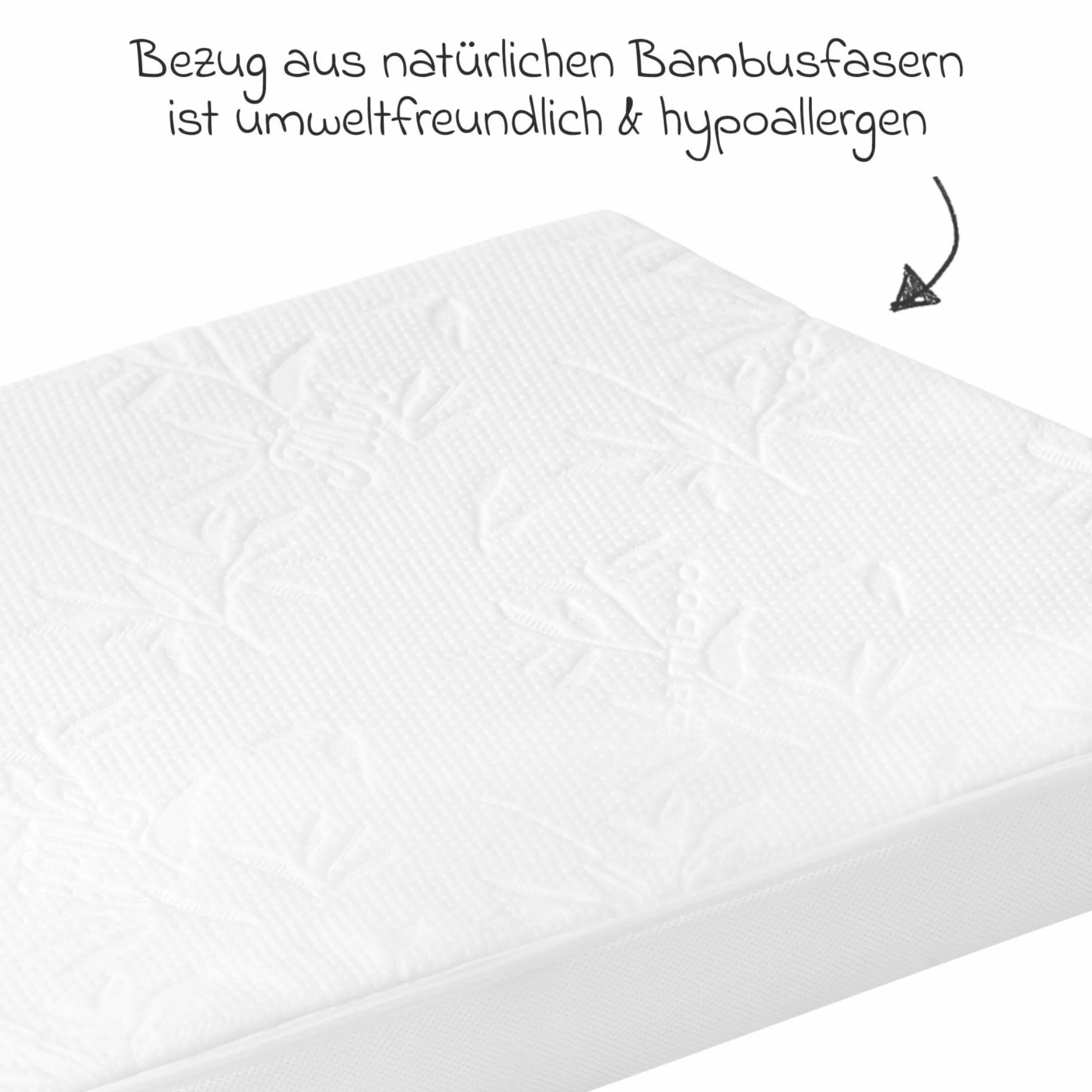 4-tlg. Matratzen-Set für Kinderbett 70x140 cm - Babybettmatratze Bamboo Pro + Betteinlage + 2 Spannbettlaken