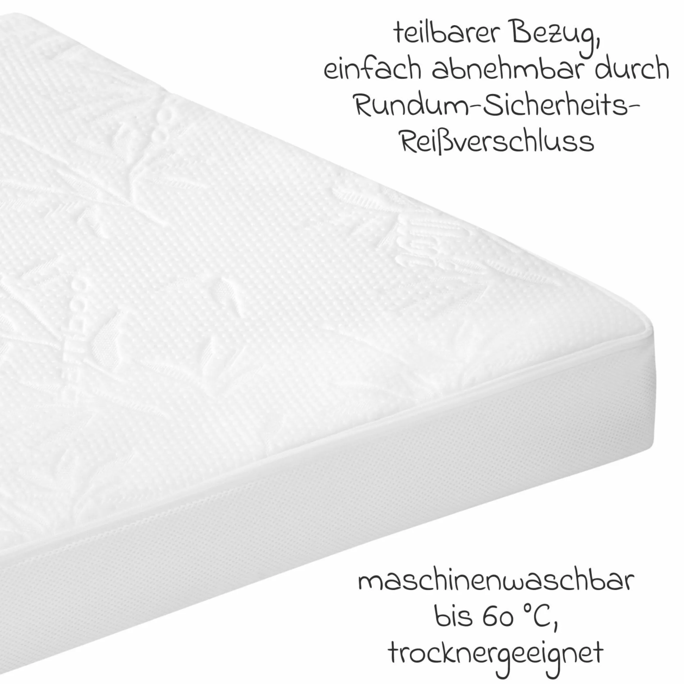 4-tlg. Matratzen-Set für Kinderbett 70x140 cm - Babybettmatratze Bamboo Pro + Betteinlage + 2 Spannbettlaken