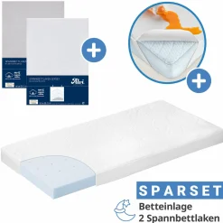 4-tlg. Matratzen-Set für Kinderbett 70x140 cm - Babybettmatratze MamaLiebe + Betteinlage + 2 Spannbettlaken