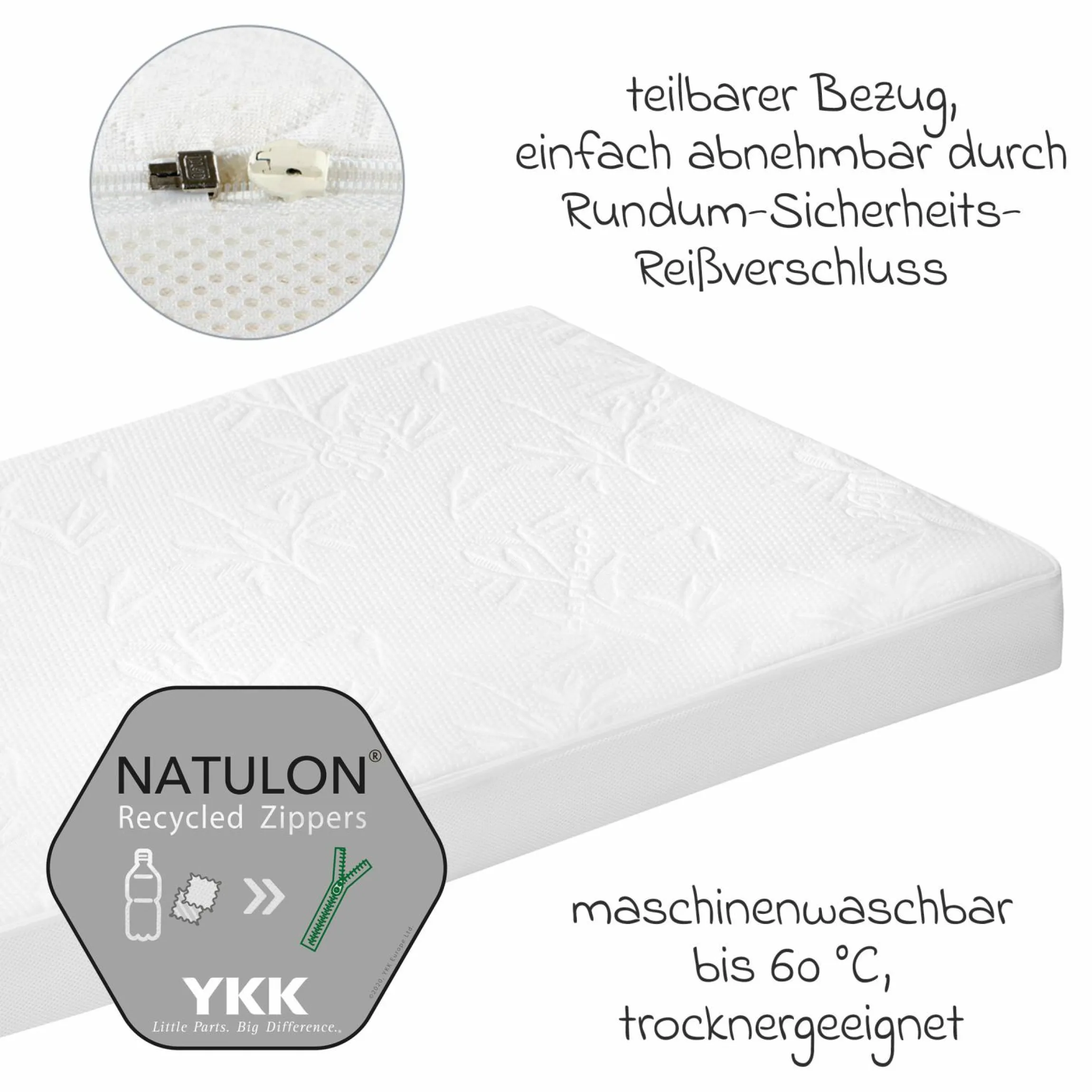 4-tlg. Matratzen-Set für Kinderbett 70x140 cm - Babybettmatratze MamaLiebe + Betteinlage + 2 Spannbettlaken